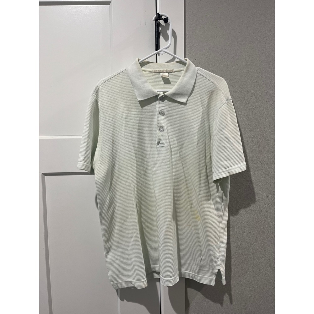 Perry Ellis Womens XL Light Green Ribbed 100% Cotton Short Sleeve Polo Shirt